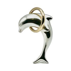 Tiffany & Co Vintage Sterling Silver & 18k Gold Dolphin Brooch
